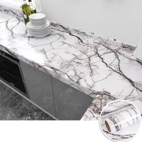 Image of WALLMATE Marble Wallpaper Self Adheisve Marble Wallpaper Waterproof Countertop Furniture Kitchen Marble Sticker (Rosso Crema, 12x96 Inch)