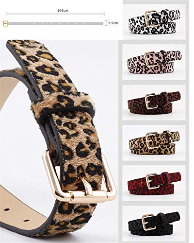 Andongnywell Women Leopard Print Leather Belt for Pants Jeans Waist Belt with Alloy Buckle Plus Size Belts3