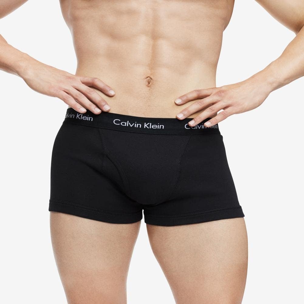 Calvin Klein Men's Cotton Classics 5-Pack Trunk, Black Bodies W/Rustic RED, Black, Bayou Blue, Prepster Blue, Heather Grey, X-Large