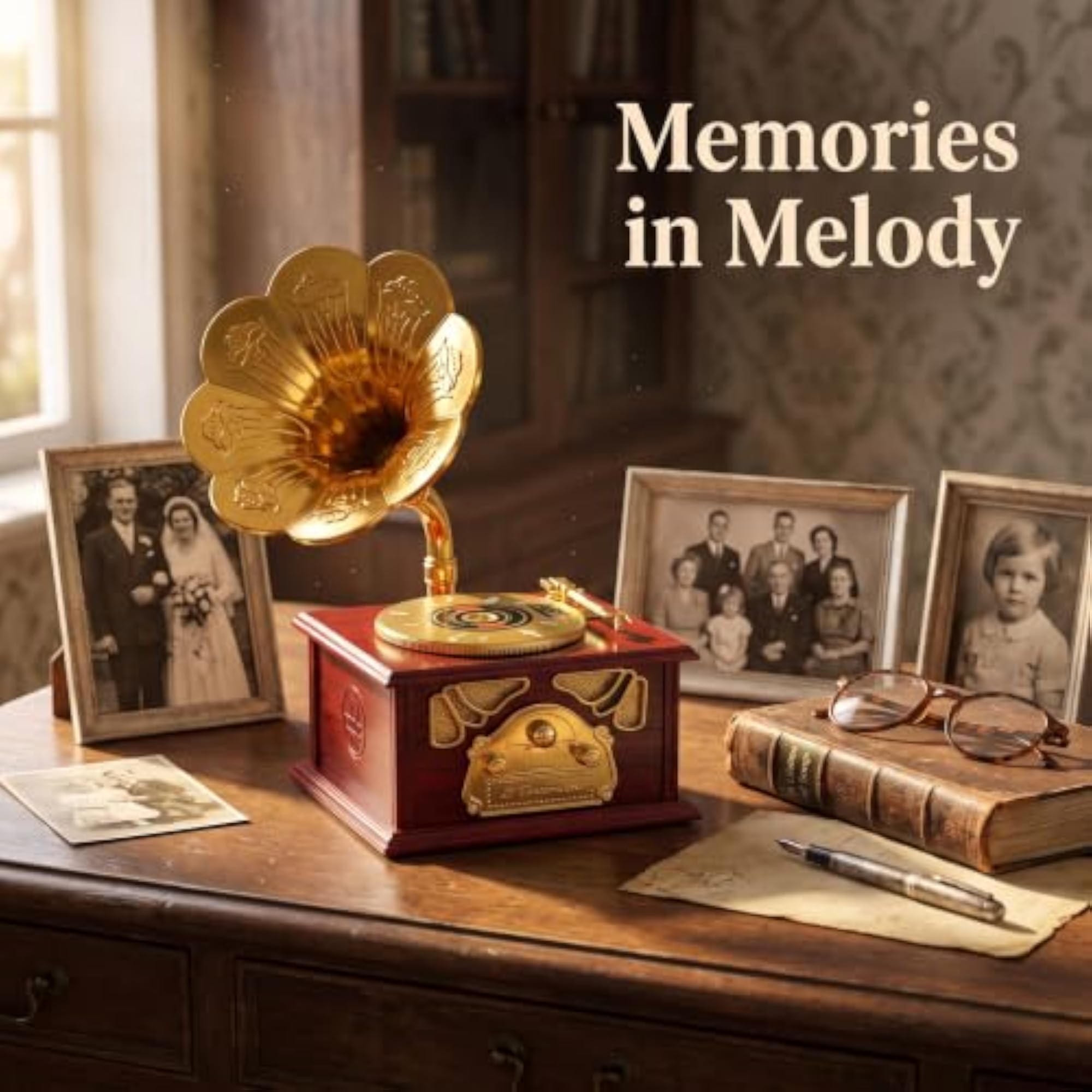Retro Miniature Gramophone Music Box, Unique Gift