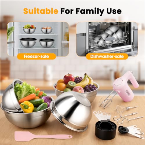 Image of Lord Eagle 5-Speed Hand Mixer Electric With 4 Mixing Bowls Set