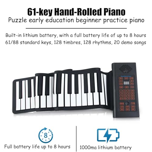 Piano Enroulable 61 Touches, Affichage Numérique Led, 128 Types De Voix, Clavier De Piano électronique Numérique Pliable Et Flexible, Peut être Connecté à Des Pédales Et Des Haut-parleurs Externes - Les Beatles, Paul McCartney, John Lennon, RIngo Starr, George Harrison Piano Enroulable 61 Touches, Affichage Numérique Led, 128 Types De Voix, Clavier De Piano électronique Numérique Pliable Et Flexible, Peut être Connecté à Des Pédales Et Des Haut-parleurs Externes – Image 6