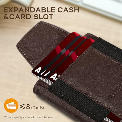 RUNBOX Slim Wallet for Men With 2 ID Windows Holds 10-12 Cards Minimalist Front - Pocket RFID - Blocking Wallets Ideal Gift Choice3