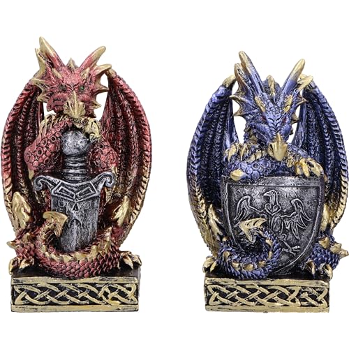 Nemesis Now Defend the Hoard (Set of 4) 10cm, Resin, Silver, Dragon Figure, Silver Ornament, Collectable Giftware - Image 2