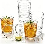 Noamus 12 Oz Plastic Drinking Glasses Set of 9, Unbreakable Acrylic Water Tumblers, Reusable Shatter-Proof Clear Glasses, Whiskey Drinkware Cups Set for Party Kitchen, Iced Water Tea Coffee, BPA Free