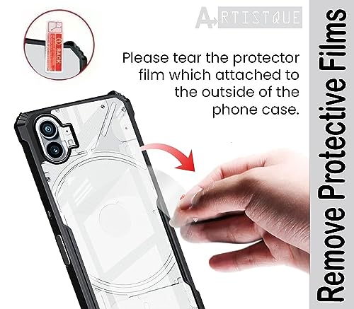 Image of A rtistque Clear Hard Transparent Acrylic Armor Anti-Drop Shockproof TPU Edge Back Cover Case for Nothing Phone 1 - Black