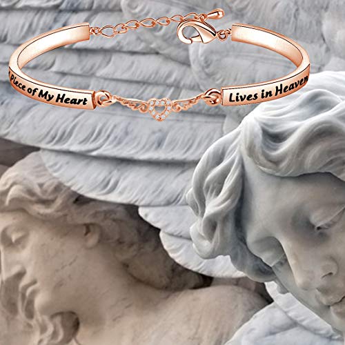 Kuiyai Memorial Bracelet A Piece Of My Heart Lives In Heaven Bracelet Angel Wings Charm Loss Jewelry Gift (A Piece Of Rg Bracelet) #TOP6