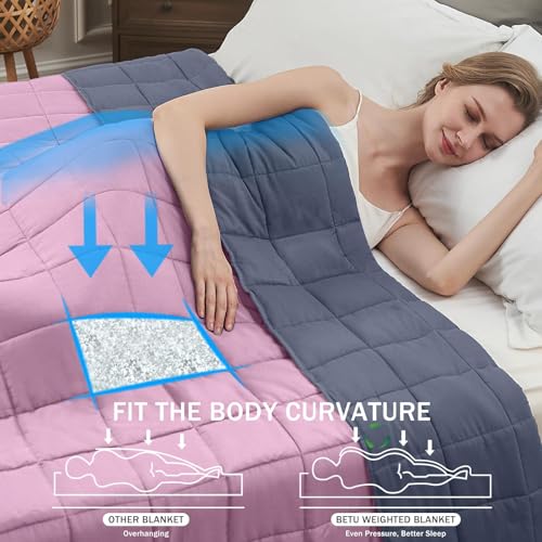 Weighted Blanket for Adults 20lbs, 80"x87", King Size Cooling Heavy Throw Blanket for 130-220lbs, Microfiber Soft Thick Big Blankets Weighted Comforter Gift for Sleeping, Pink Grey