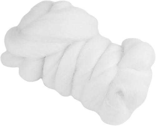 Hilo de lana de lana de fieltro con aguja de lana de lana de mecha, muy suave, materiales de manualidades, 1.94 oz1.94 onzas (blanco)