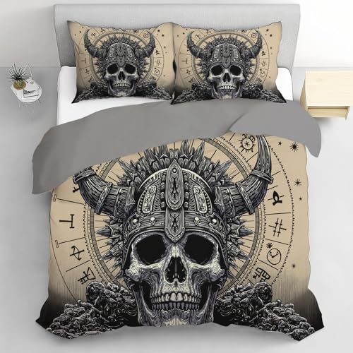 WIVCOMD Dark Viking Full Reversible Duvet Cover Sets Dark Gray