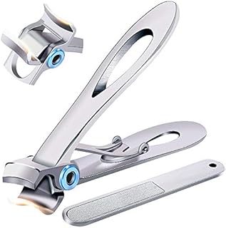 Nail Clippers For Thick Nails - Pretty Diva Wide Jaw Opening Oversized Nail Clippers, Stainless Steel Heavy Duty Toenail Clippers For Thick Nails, Extra Large Toenail Clippers for Men Seniors Elderly (Silver)