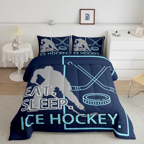 Consejos para Comprar Ropa de Hockey sobre hielo para Niño para comprar online. 46 Feelyou - Juego de ropa de cama de hockey sobre hielo para niños, tamaño individual, juego de edredón deportivo de hockey sobre hielo, decoración de habitación de niños y...