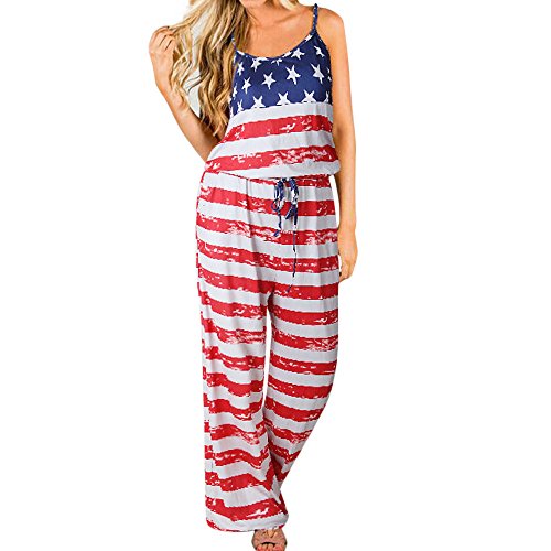 Fonma Women American Flag Sleeveless Holiday Long Playsuits Rompers Jumpsuit Xl Red #TOP13