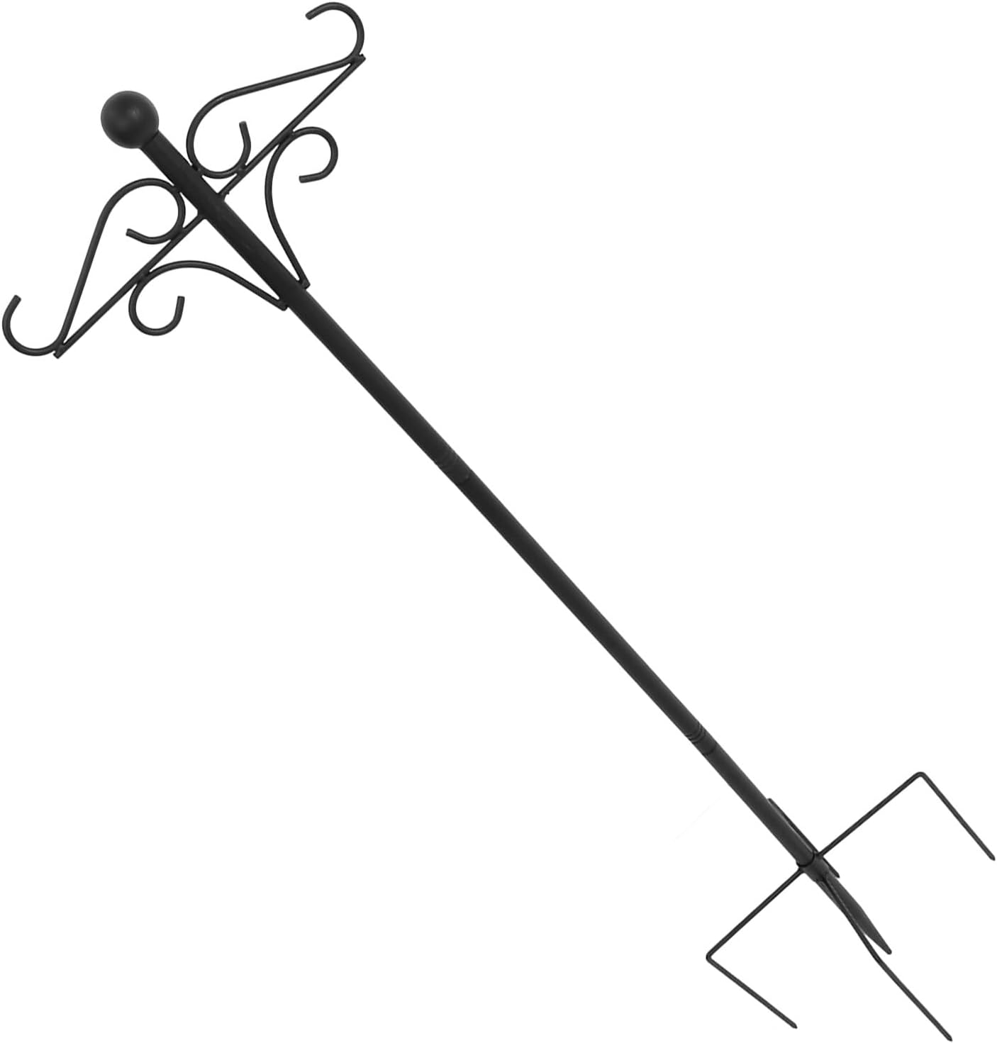 DECHOUS 46-inch Black Shepherd Hooks for Outdoor Yard with 5-Prong Base, Heavy Duty Garden Pole for Hanging Plants, Bird Feeders, Solar Lanterns, and Wind Chimes