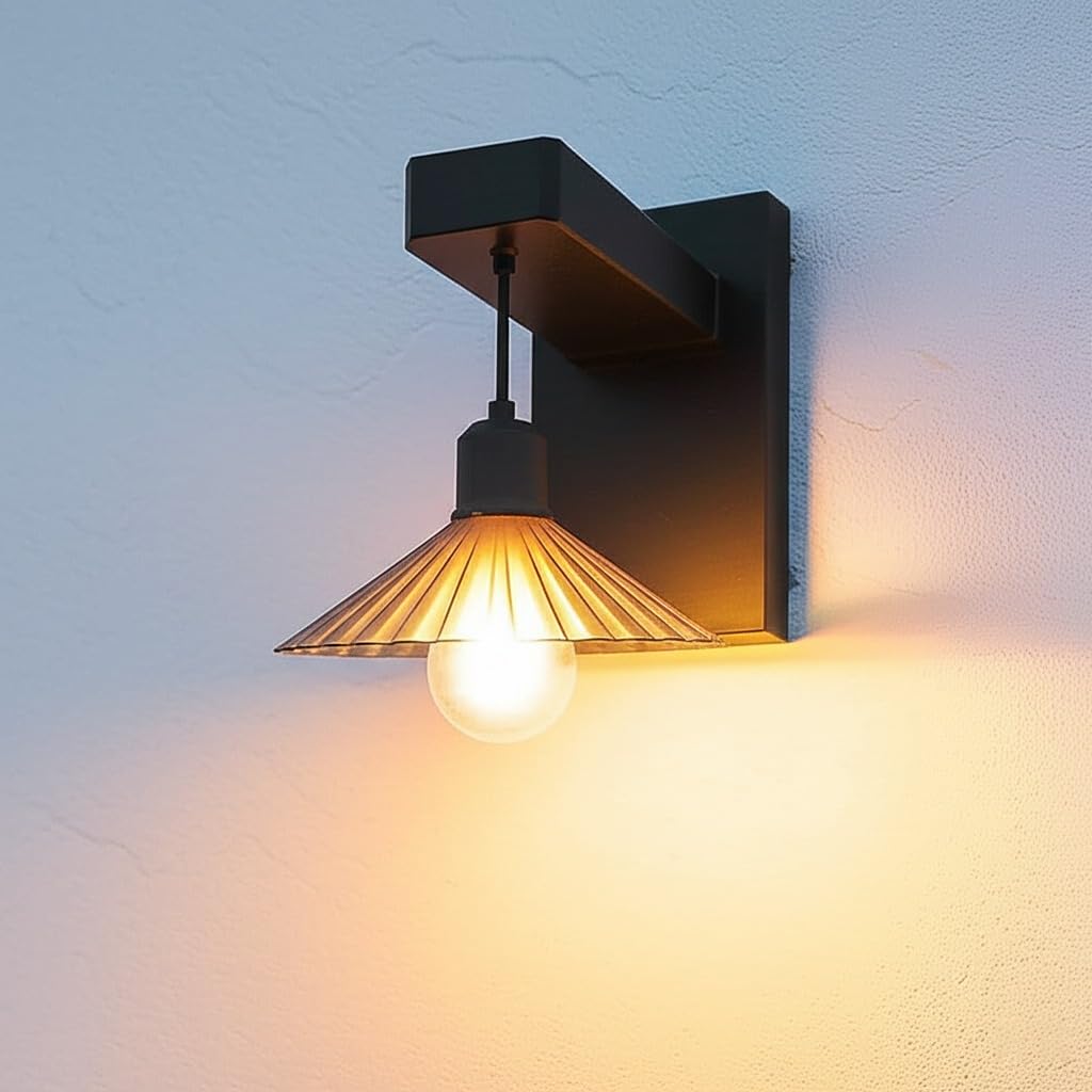 kh Solar Outdoor Wall Light LED Decorative Wall Lamp with Solar Panel | Rechargeable & Energy Saving | Waterproof | Black Finish | No Wiring Needed | for Garden, Fence, Porch, Patio-image-41