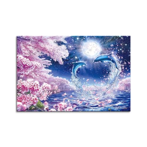 風景画 アートパネル イルカ 壁掛け 絵画 部屋の装飾キャンバス絵画 ポスター 絵画 レストランの装飾壁画 おしゃれな絵画 フレームレス装飾画 (I,60x90cm(24x36in))