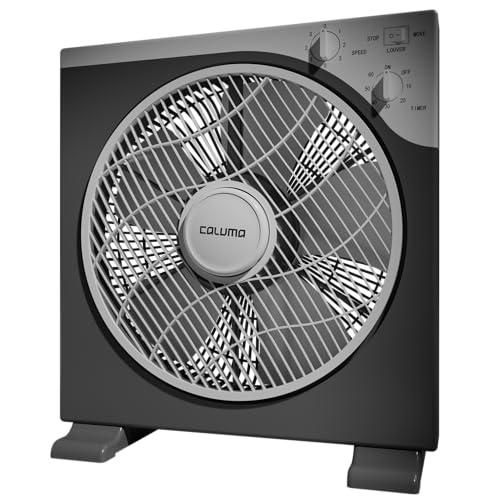 Caluma Ventilator 30cm 40W oszillierend mit Timer leiser Boxventilator für Zuhause beim Growen & im Büro hängbar oder freistehend 3 Stufen