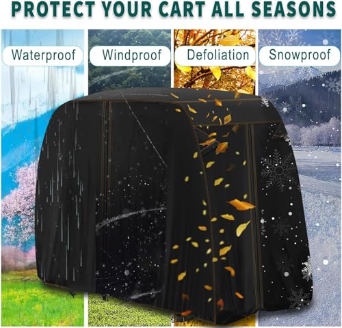 QYMOTO Golf Cart Cover 2 Passenger Waterproof 420D Windproof Sunproof Universal for Canvas EZGO, Club Car and Yamaha Heavy Duty with Storage Bag by QYMOTO - Image 4