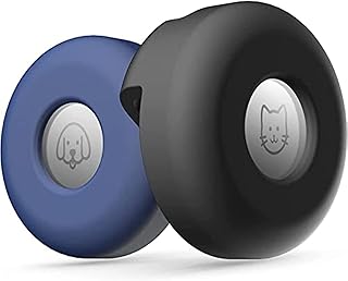 حامل جهاز ايرتاج لطوق الكلاب حافظة من السيليكون القطط وسروج السترات وشنط ظهر جراب حماية مضاد للضياع لون اسود وازرق عبوة قطعتين