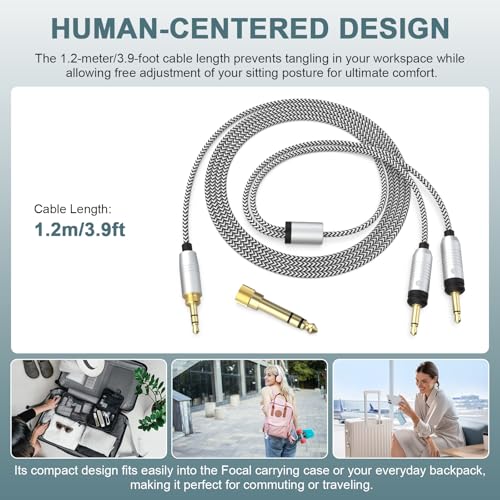 Cable de audio 3.5mm con adaptador 6.35mm para auriculares Focal miniatura 6