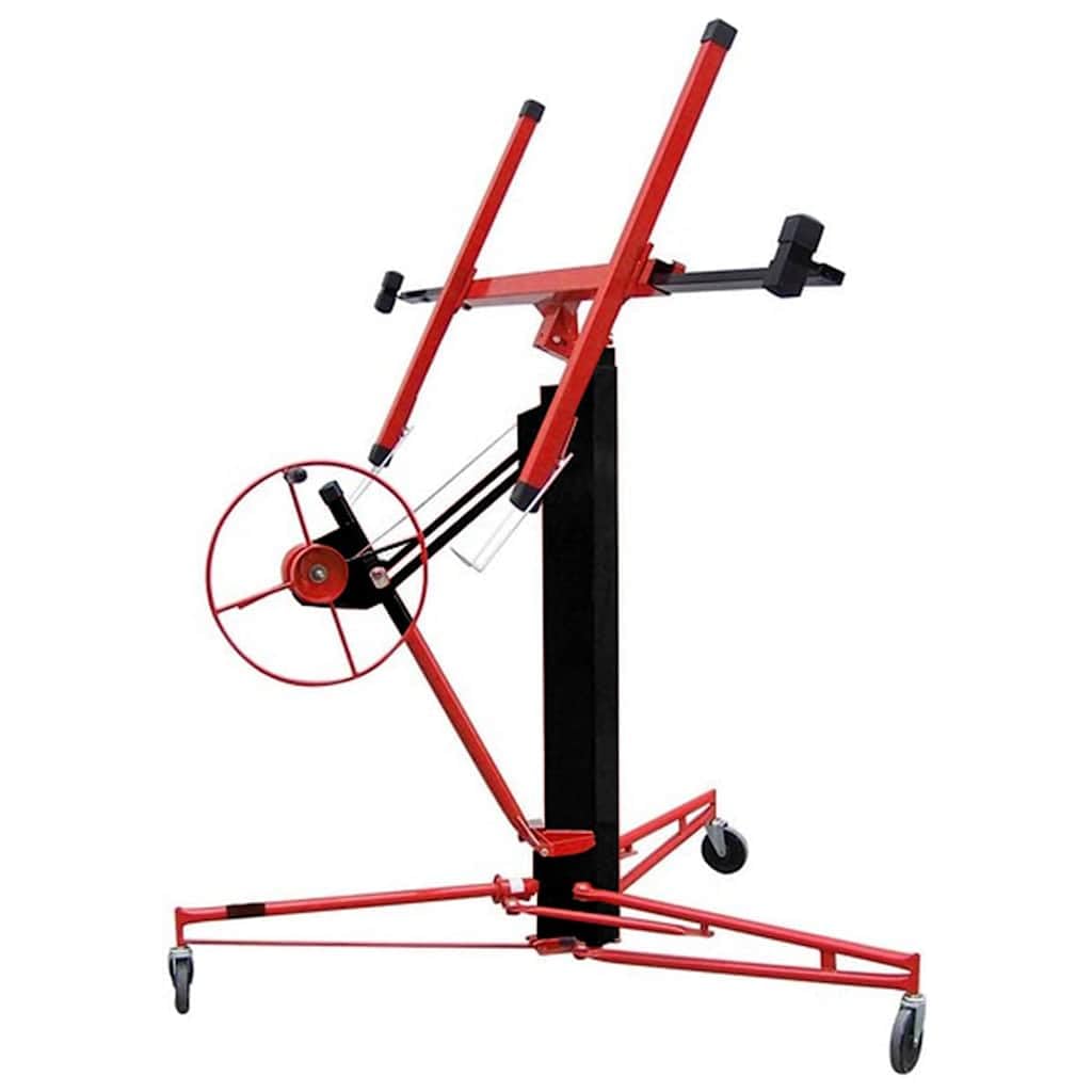 Podnośnik do płyt gipsowo-kartonowych, do montażu na sucho, nośność do 68 kg, regulacja wysokości 140-335 cm, do płyt do 488 x 122 cm, składany, z hamulcami