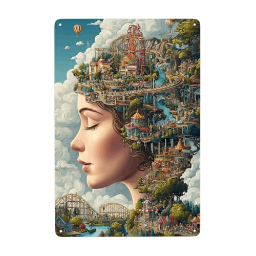 MA6GE8DE Vibrant And Unique Metal Tin Sign, Surreal Portrait Of