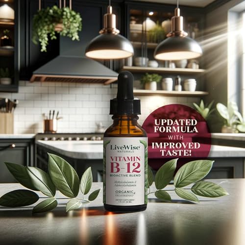 Organic Vitamin B12 1000 mcg Sublingual Liquid Drops For Adults, 6 Months Supply 1 oz, Methylcobalamin & Adenosylcobalamin - Bioactive Blend for Energy, Clarity & Focus - Vegan, Non-GMO, Unflavored