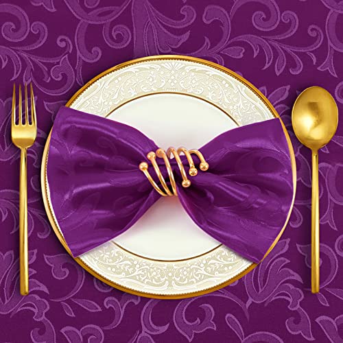 Horbaunal 4 Pack Damask Cloth Napkins 17 x 17 Inch, Purple