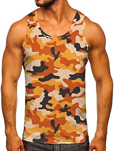 CTRLZS Men Gym Hoodie Tank Tops Big and Tall Casual Beach Shirt Funny Camo Printed Sleeveless Breathable Athletic Vest Shirts
