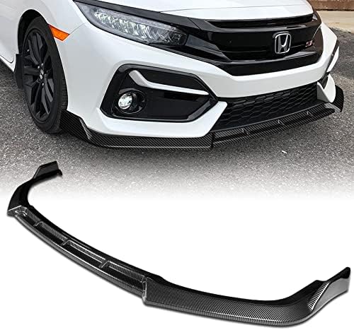3PCS Front Bumper Lip Kit fit for compatible with 2017-2021 Honda Civic SI, Type-R Style Splitter Trim Protection Spoiler, Air-Dam-Chin-Diffuser (Carbon Look)