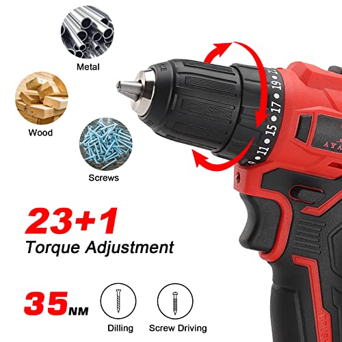 Aya-Tech Power Cordless Drill, Brushless 21V Drill With 2 Batteries, 309 In-Lbs Max Torque, 2 Variable Speed, Fast Charger, 3/8'' Keyless Chuck Electric Drill Without Accessories (At-Ed21) #TOP3