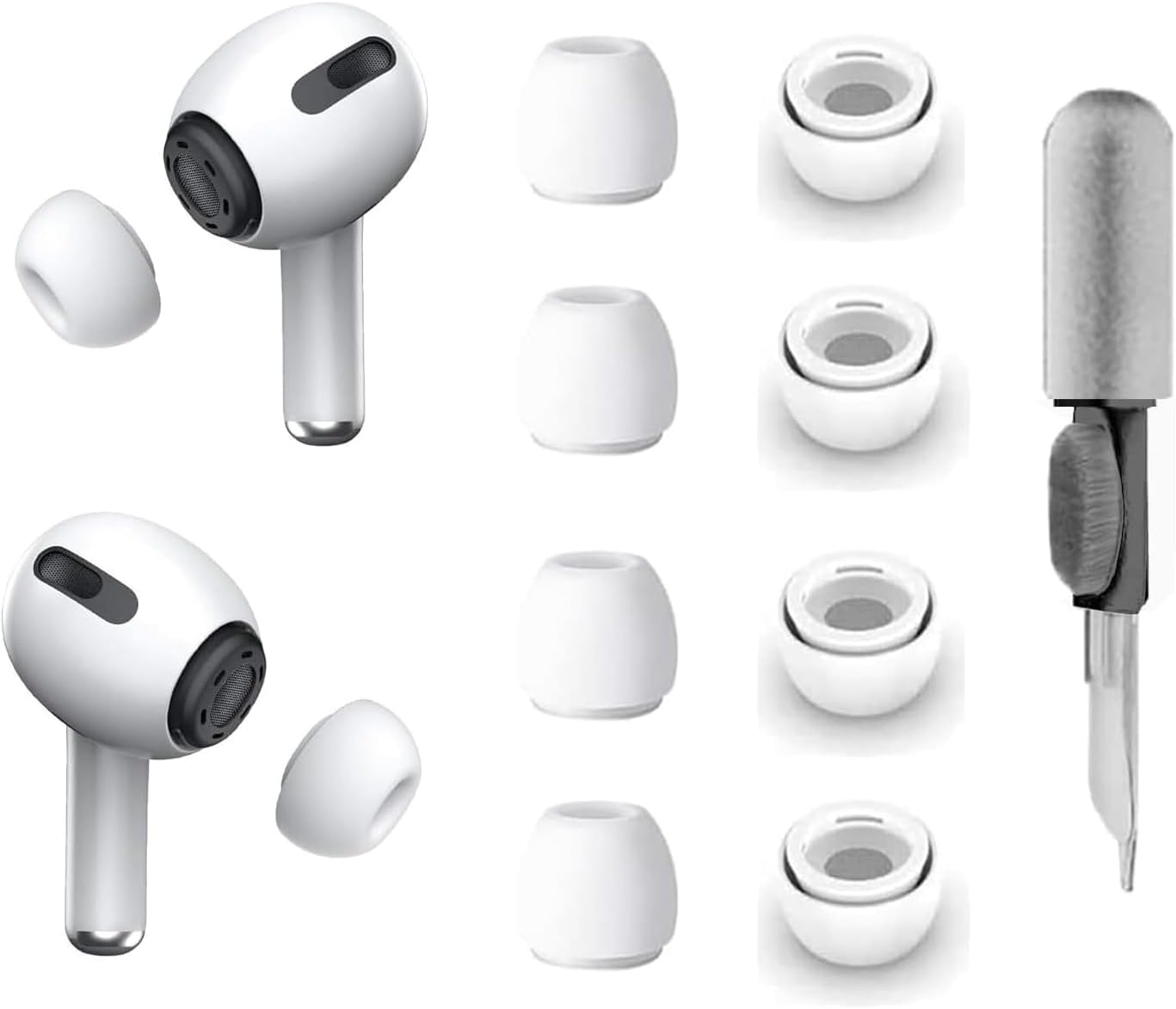 ALXCD 4 Pairs Ear Tips Compatible with AirPods Pro 3 3rd Generation Replacement Ear Tips with Noise Reduction Hole & Built-in dust Guard with Cleaning Kit Compatible with AirPods Pro 3 XXS Size