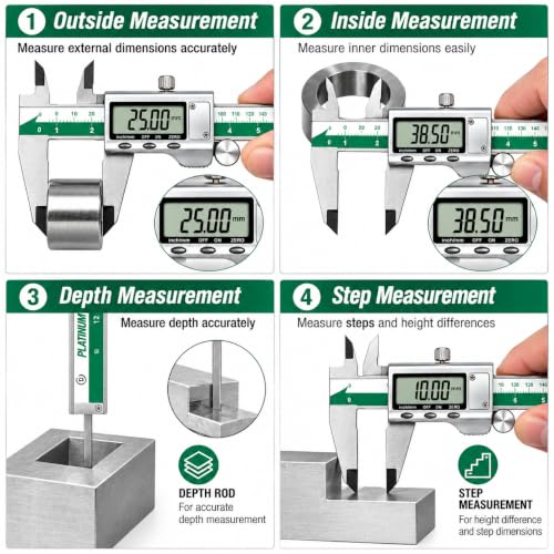 Image of 300mm Digital Vernier Caliper (12 Inch), Stainless Steel Electronic Measuring Tool with LCD Display, 0.01mm Accuracy, Inch /MM Conversion, Precision Measuring Gauge for Engineering & Industrial Use