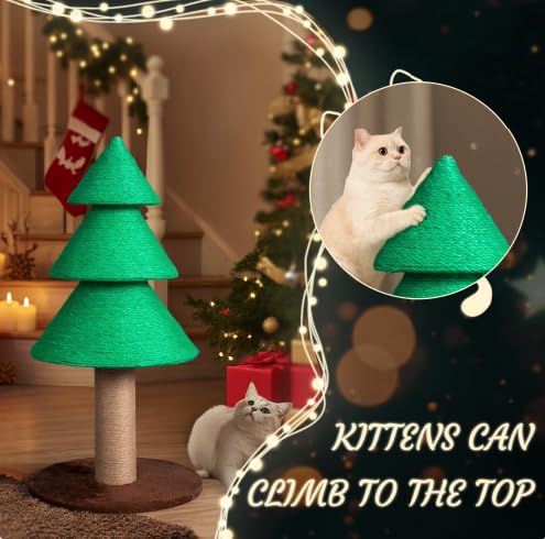 Rascador para gatos en forma de árbol de Navidad verde 31.5 in miniatura 5