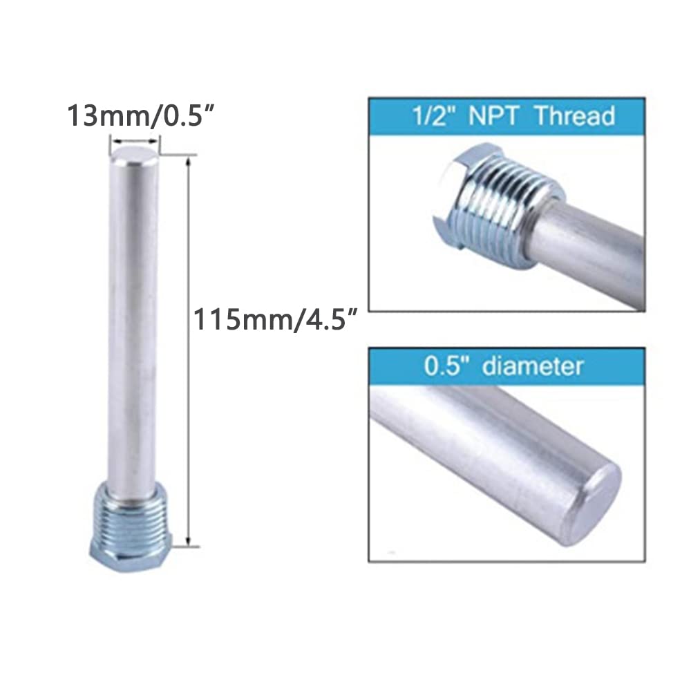 Riloer Lot de 2 bâtons d'anode de magnésium pour chauffe-eau RV, tige d'anode pour chauffe-eau chaude, pièces de rechange pour chauffe-eau