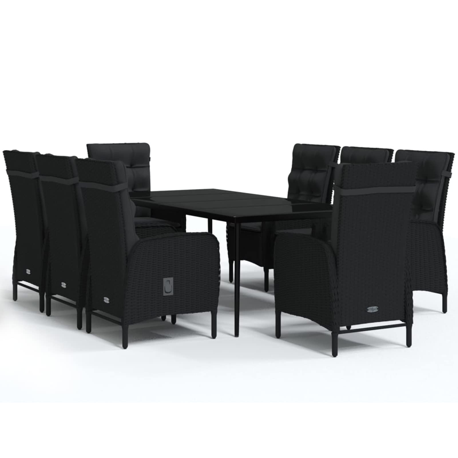 3099370 Set da Pranzo da Giardino 9 pz con Cuscini Nero Testata in Legno,Testata Letto Matrimoniale Muebles Dormitorio Spalliera Letto Testiere per Letto Matrimoniale