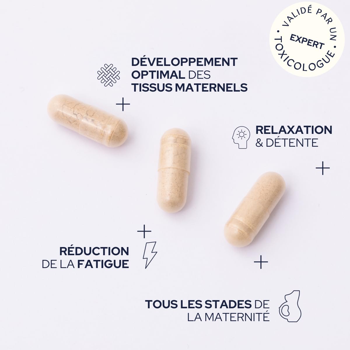 EPYCURE - Cure Essentiel Maternité - Croissance Tissus Maternels et Bien-Être - 100% Naturel - Vitamine B9, Camomille, Lactobacillus, Magnésium, Fer, Iode - 1 Mois - Vegan