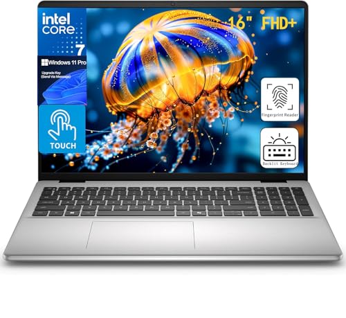 Image of Dell 16 Inch Business Touchscreen Laptop Computer, Core 7 150U(Up to 5.4 GHz), 16 inch FHD+, 32 GB DDR5 5200 MT /s, 1 TB SSD, Backlit KB, Fingerprint Reader, Copilot AI, WiFi 6E, FHD Webcam, Windows 11 Pro