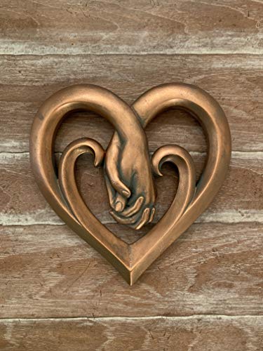Top Brass Heart Holding Hands Wall Decor Decorative Art Sculpture thumb #3