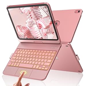 Kbcase - Hoes met 360° draaibaar VK-toetsenbord en trackpad voor de iPad 10e gen en de A16 11e gen, de iPad 10e gen 10,9 inch 2022, en de A16 11e gen 11 inch 2025, 7 kleuren achtergrondverlichting
