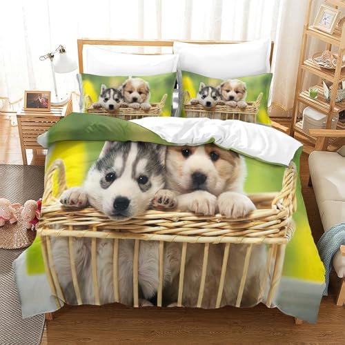 Housse de couette chiot mignon ultra douce en microfibre premium lit de 200x200 - 3