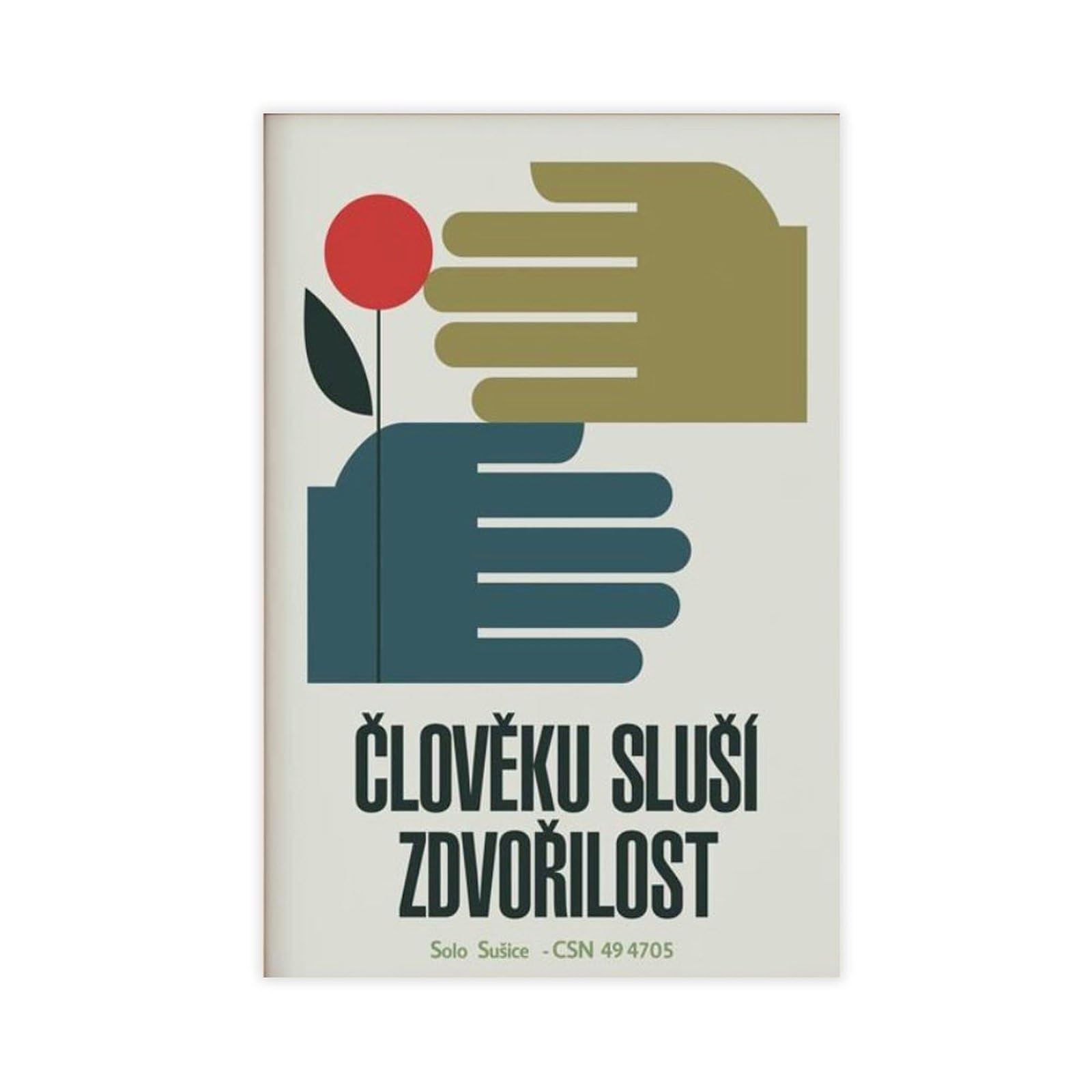 GJtyRFH Romantic Czech Handing A Flower Mid Century Modern Soviet Matchbox Love Canvas Wall Art Posters And Prints Room Aesthetic Bedroom Office Decor 12" L X 18" W