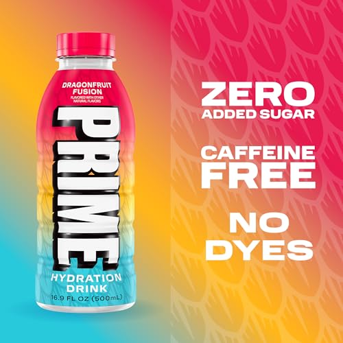 Image of PRIME Hydration DRAGONFRUIT FUSION, Sports Drink with Coconut Water, Electrolyte Enhanced to Replenish Fluids, Zero Added Sugar, B Vitamins, Antioxidants, Made with Natural Flavors, 16.9 Fl Oz 12 Pack