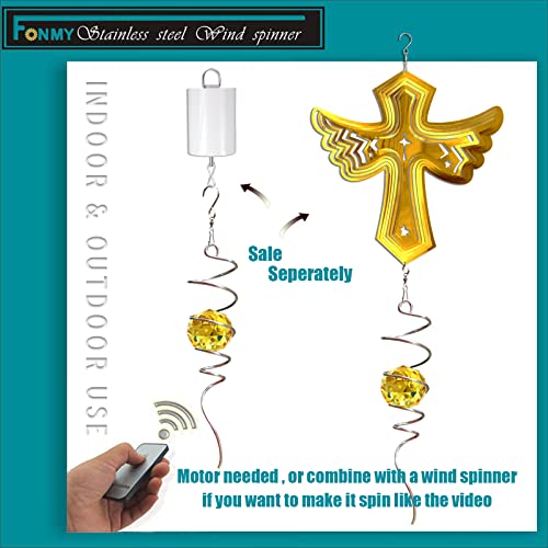 Fonmy Gazing Ball Spiral Tail -Decorative Wind Spinner Sun Catcher Rainbow Maker 11 Inch Tail And 2 Inch Golden Crystal Orb. Indoor Outdoor Garden Decoration -13 Inch Height #TOP2