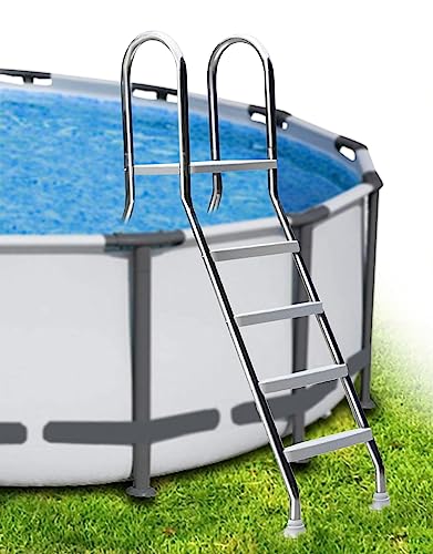 Escalera de piscina de doble cara 53 in acero grueso miniatura 1