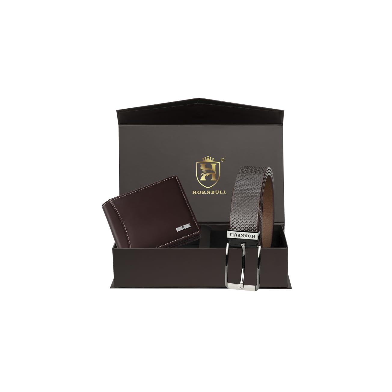 HORNBULL Men's Brown Wallet and Belt Combo BW6995 (HBCM16BW6990)