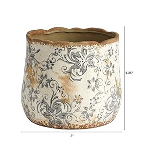 Nearly Natural 7in. Tuscan Ceramic Gray Scroll Planter Nearly Natural 7in Tuscan Ceramic Gray Scroll Planter