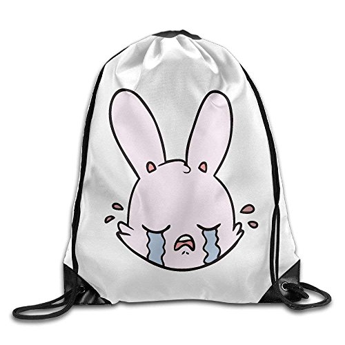 Artoon Crying Bunny Face Print Drawstring Backpack Rucksack Shoulder Bags Gym Bag Sport