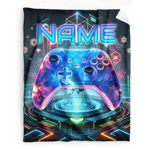Custom Name Gamer Gifts - 50x40 Inches Small Gaming Blanket for Kids, Teens - Cool Flannel Throws Gift for All Seasons - Personalized Soft Cozy Warm Blankets for Couch, Travel, Camping