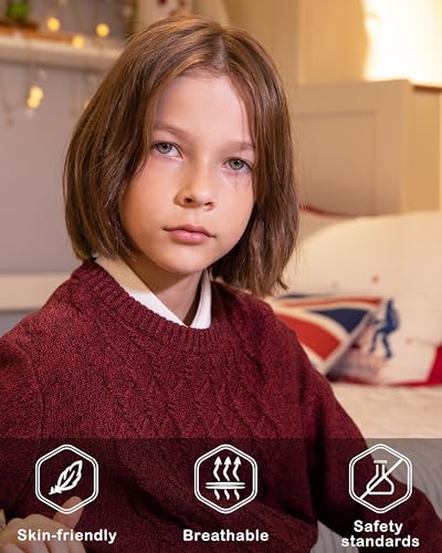 Image of BOBOYOYO Boys Sweaters 100% Cotton Cable Knit Kids Sweater Striped Pullover